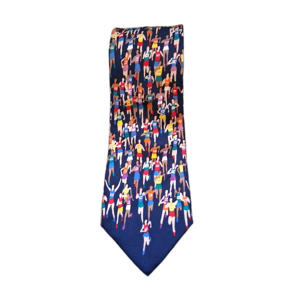 Alynn Marathon Runner Silk Running Theme Necktie Runners Colorful Made‎ In USA